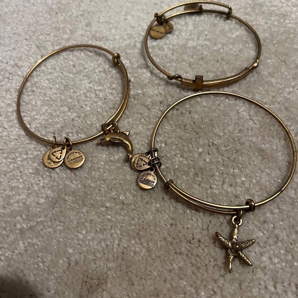 Bundle of 3 Alex and Ani gold bracelets